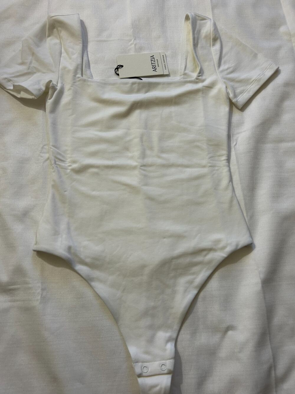 Aritzia NWT Contour Square neck Blanc Bodysuit White Size XS